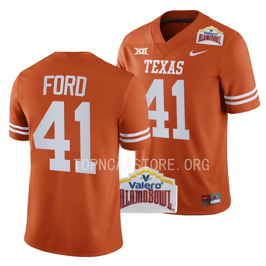 2022 Alamo Bowl Jaylan Ford Texas Longhorns #41 Orange College Football Jersey Men’s