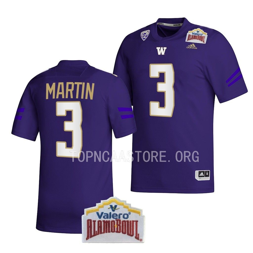 2022 Alamo Bowl Jeremiah Martin Washington Huskies #3 Purple College Football Jersey Men’s
