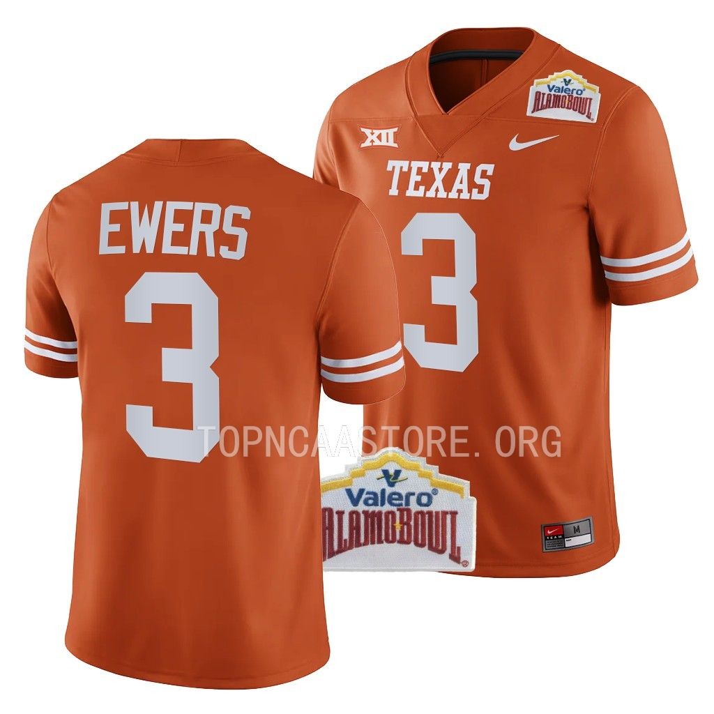 2022 Alamo Bowl Quinn Ewers Texas Longhorns #3 Orange College Football Jersey Men’s