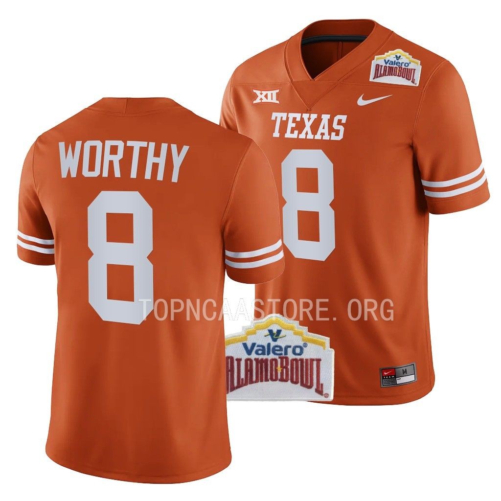 2022 Alamo Bowl Xavier Worthy Texas Longhorns #8 Orange College Football Jersey Men’s