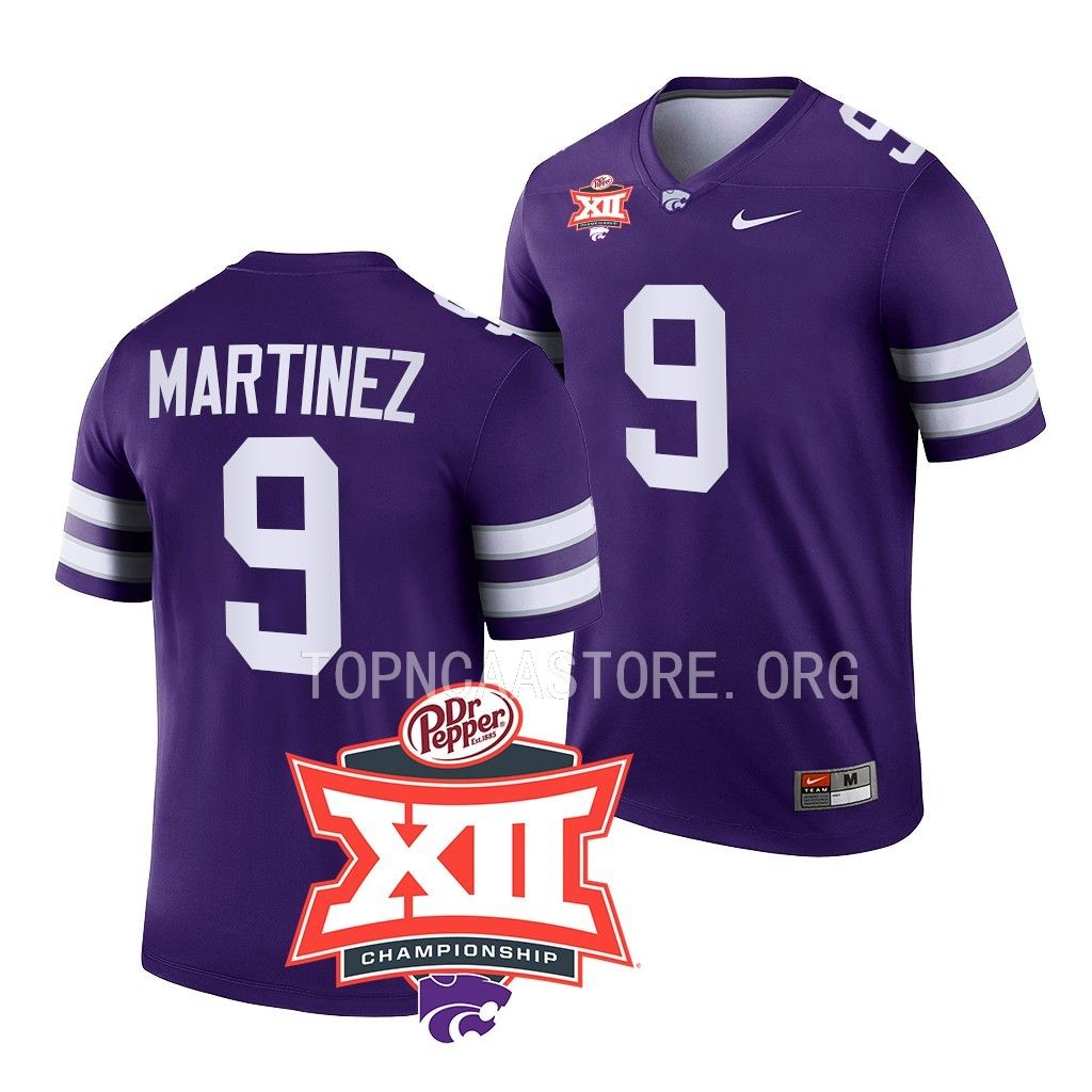 2022 Big 12 Football Champions Adrian Martinez Kansas State Wildcats #9 Purple Jersey Men’s