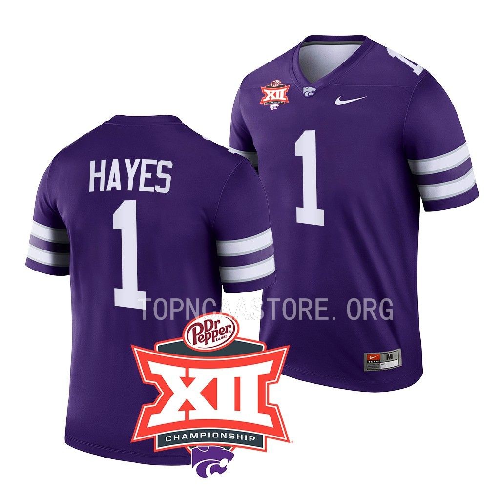 2022 Big 12 Football Champions Joshua Hayes Kansas State Wildcats #1 Purple Jersey Men’s