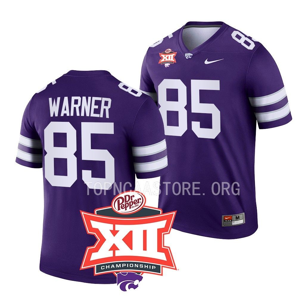 2022 Big 12 Football Champions Kade Warner Kansas State Wildcats #85 Purple Jersey Men’s