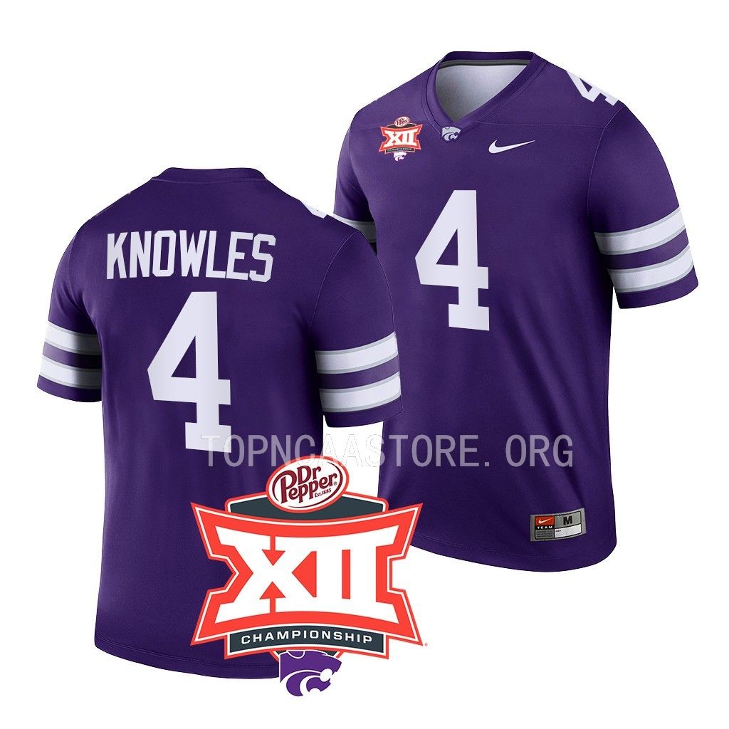 2022 Big 12 Football Champions Malik Knowles Kansas State Wildcats #4 Purple Jersey Men’s