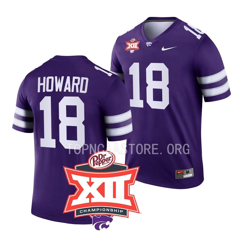2022 Big 12 Football Champions Will Howard Kansas State Wildcats #18 Purple Jersey Men’s