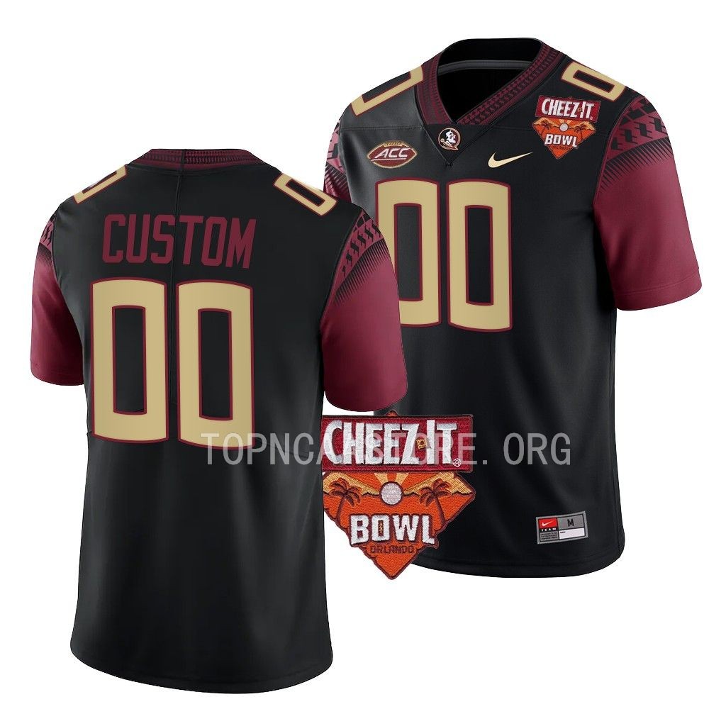 2022 Cheez-It Bowl Custom Florida State Seminoles #00 Black Alternate Football Jersey Men’s