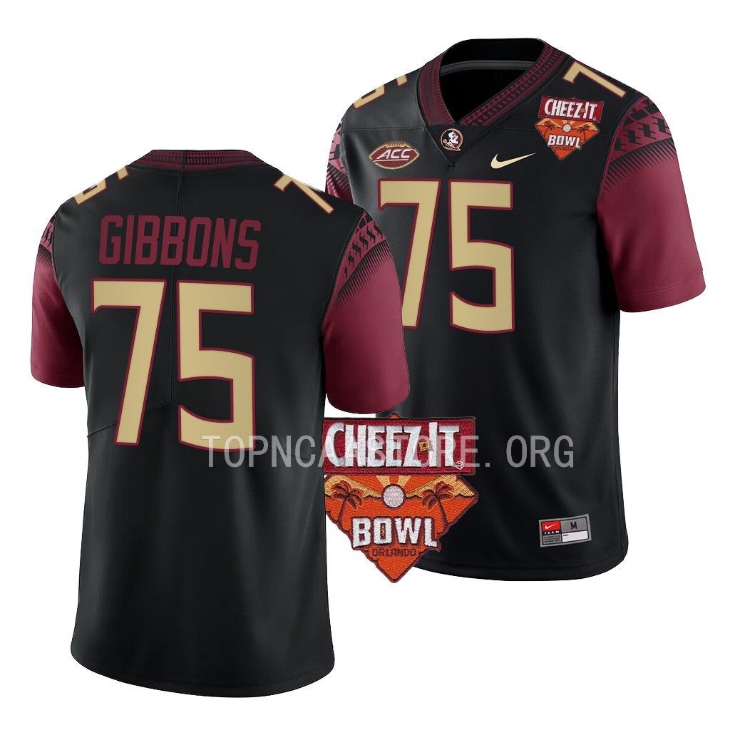 2022 Cheez-It Bowl Dillan Gibbons Florida State Seminoles #75 Black Alternate Football Jersey Men’s