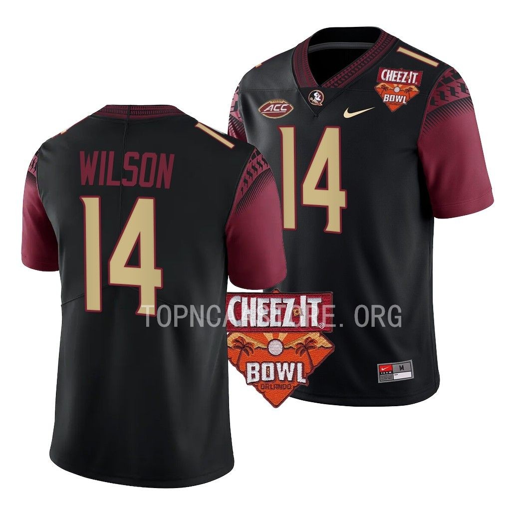 2022 Cheez-It Bowl Johnny Wilson Florida State Seminoles #14 Black Alternate Football Jersey Men’s