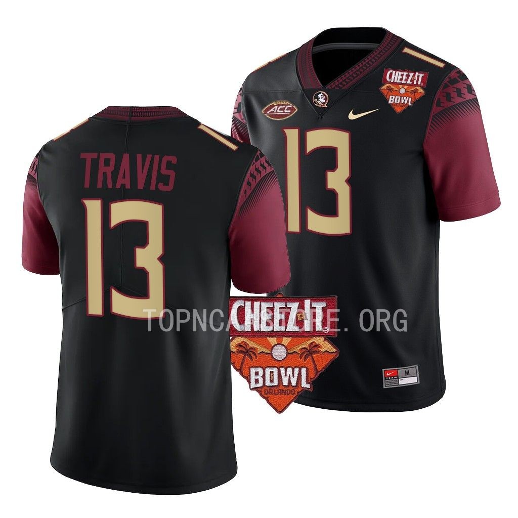 2022 Cheez-It Bowl Jordan Travis Florida State Seminoles #13 Black Alternate Football Jersey Men’s