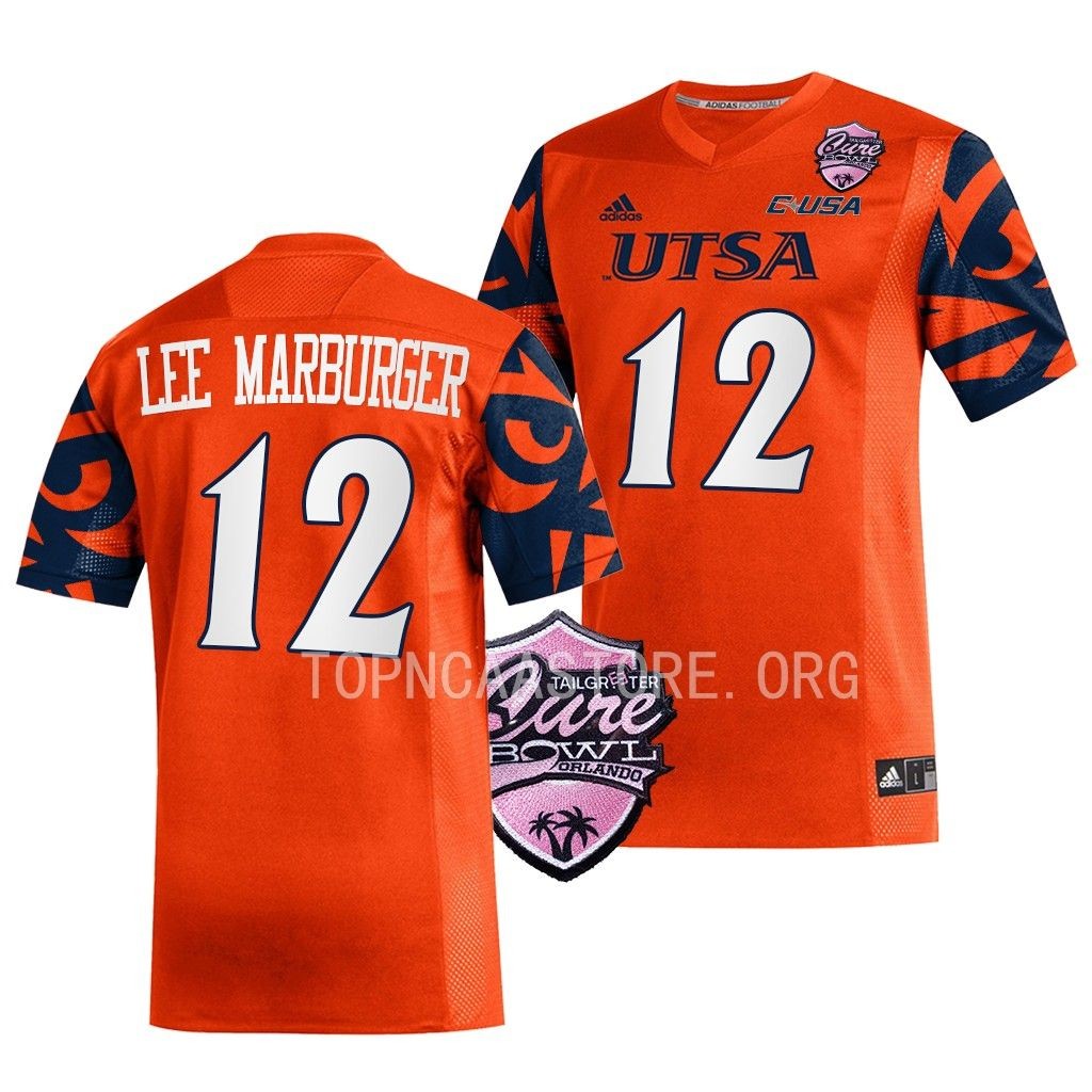 2022 Cure Bowl Eddie Lee Marburger UTSA Roadrunners #12 Orange Football Jersey Men’s