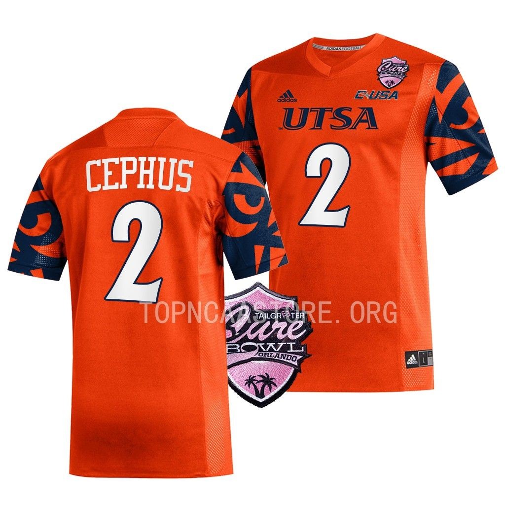 2022 Cure Bowl Joshua Cephus UTSA Roadrunners #2 Orange Football Jersey Men’s
