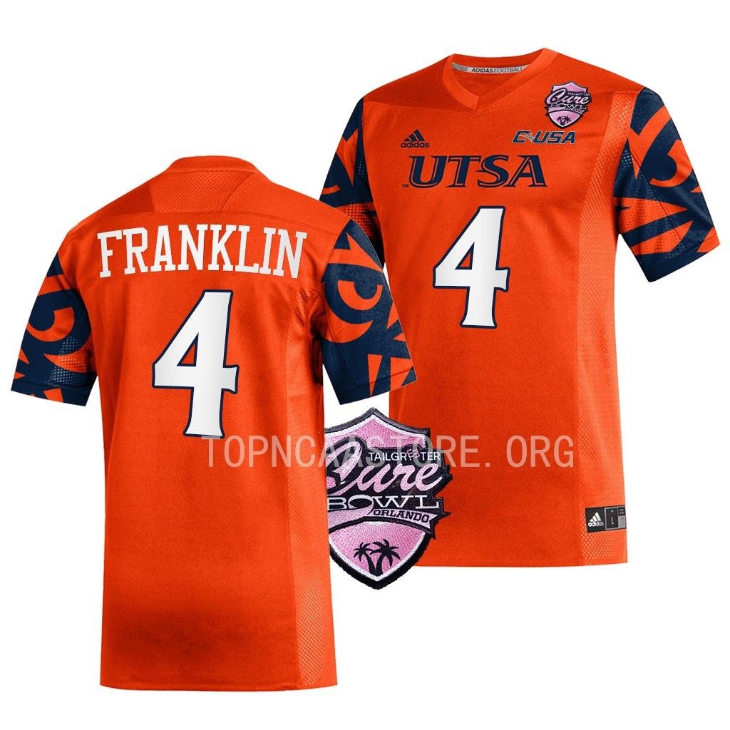 2022 Cure Bowl Zakhari Franklin UTSA Roadrunners #4 Orange Football Jersey Men’s