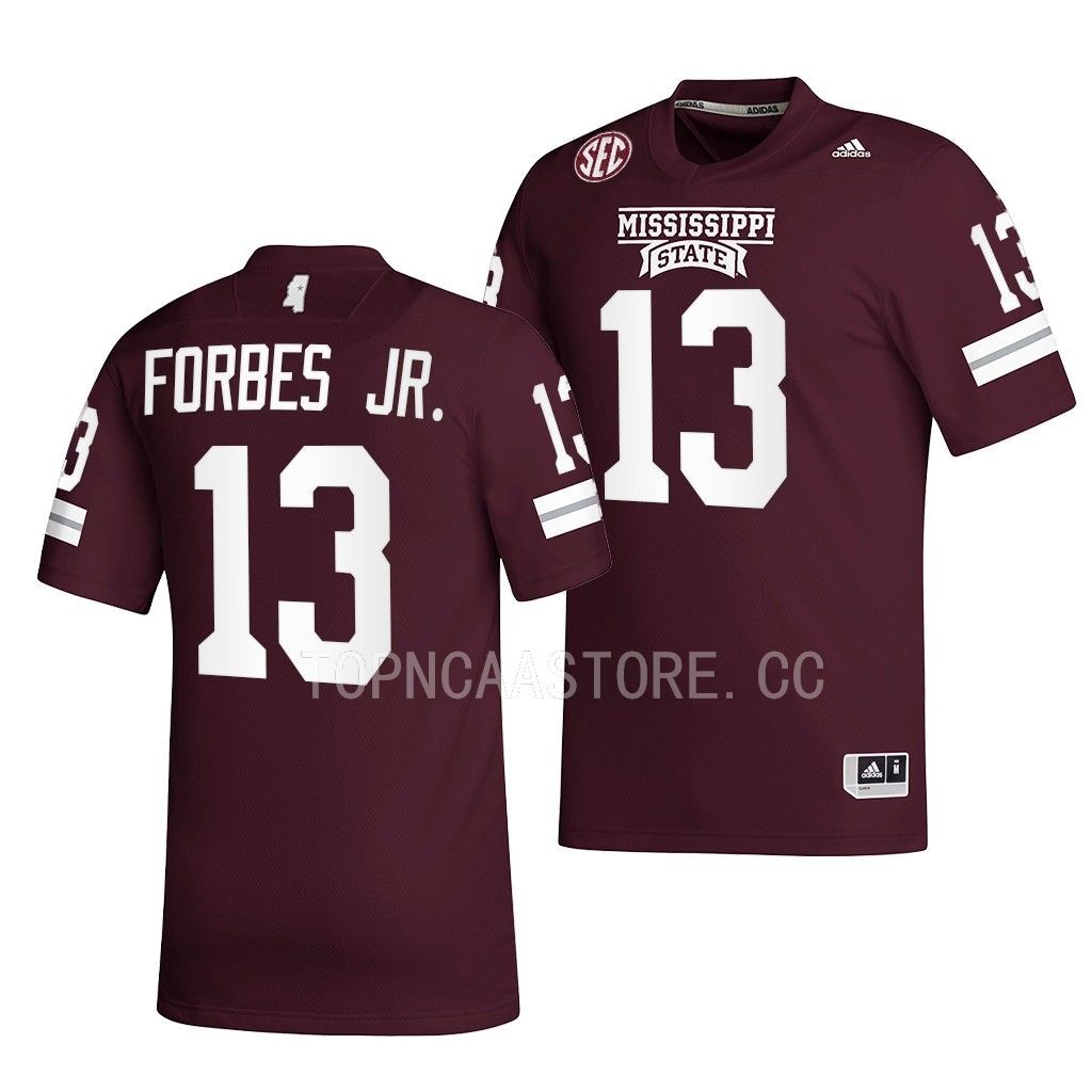 2022 Egg Bowl Champs Emmanuel Forbes Mississippi State Bulldogs #13 Maroon Premier Football Jersey Men’s