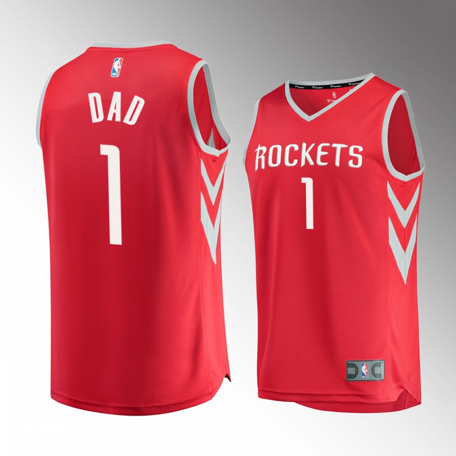 2022 Fathers Day Gift Houston Rockets Greatest Dad Jersey Red #1 chioce