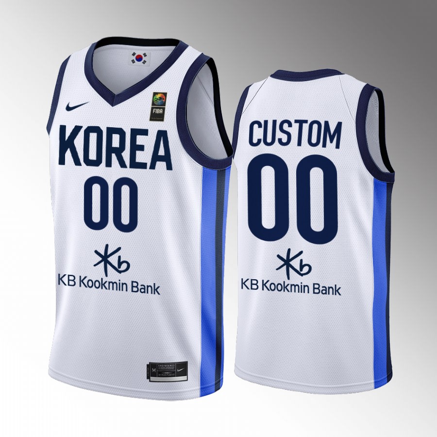 2022 FIBA  World Cup South Korea #00 Custom Men Jersey White Home