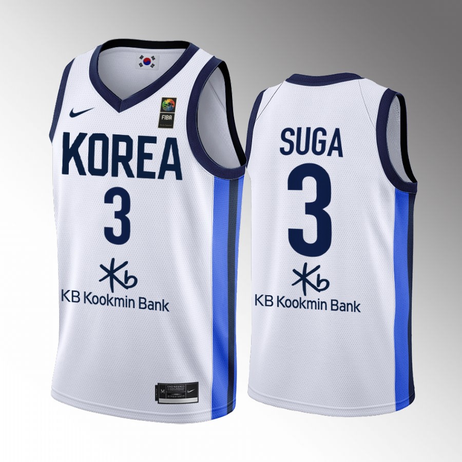 2022 FIBA  World Cup South Korea #3 SUGA Men Jersey White Home