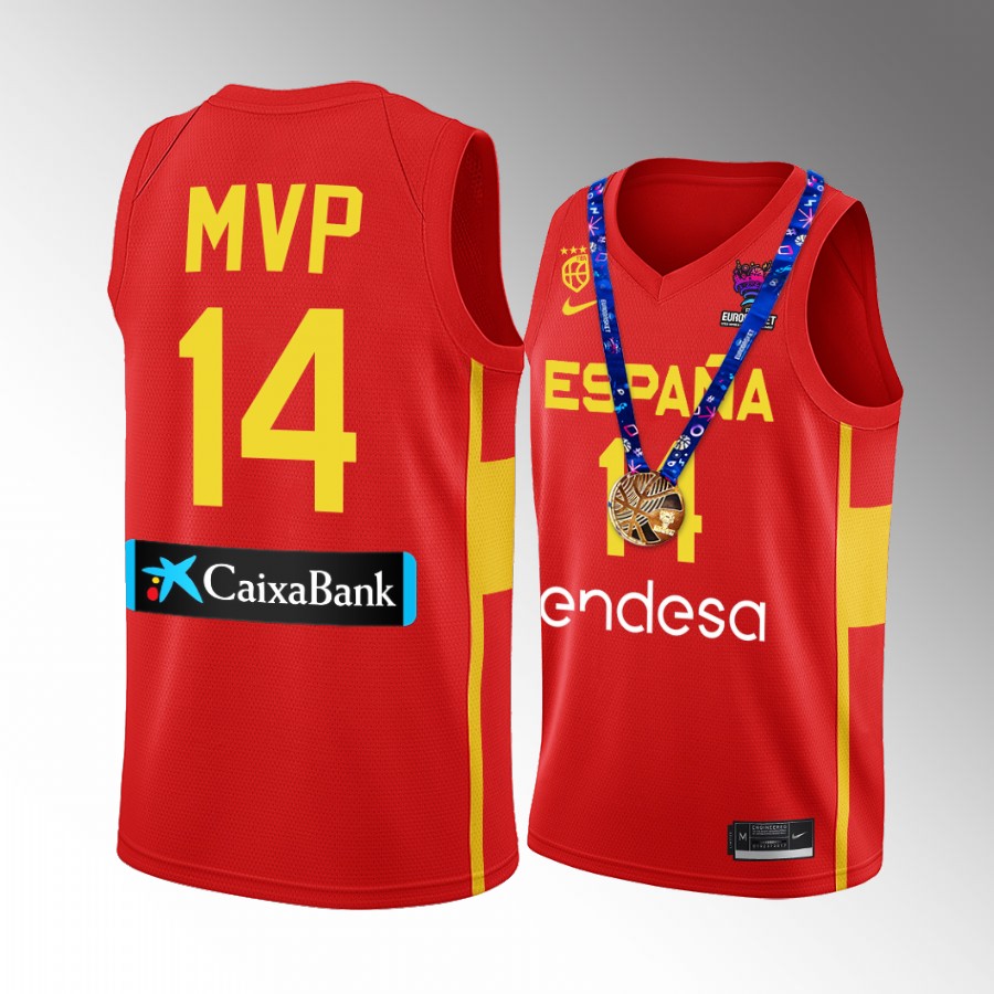 2022 FIBA EuroBasket MVP Willy Hernangomez Spain Red #14 Jersey Away