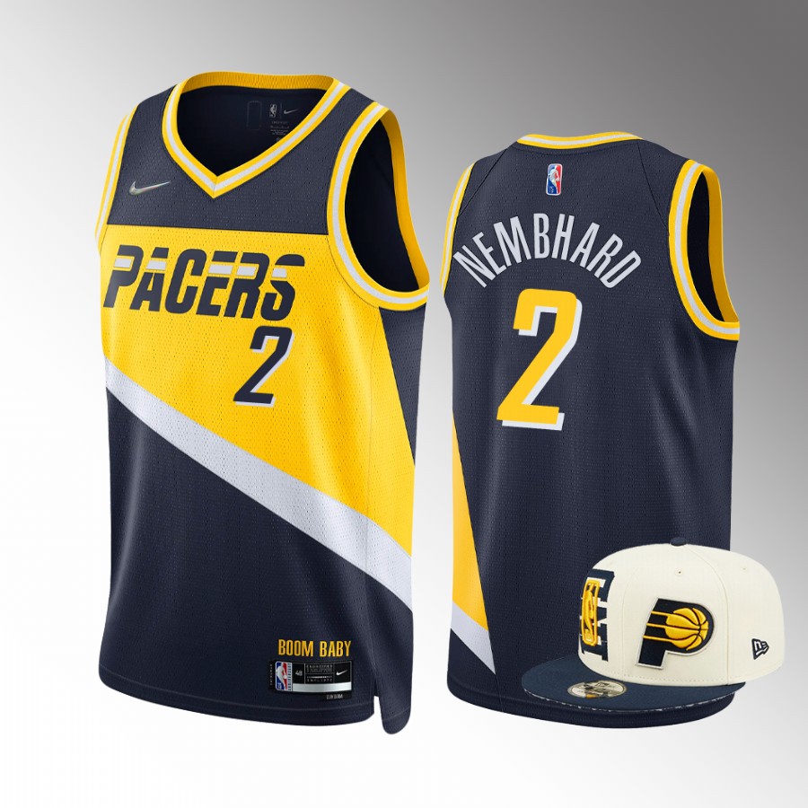 2022 NBA Draft Andrew Nembhard Indiana Pacers Navy Jersey City Edition