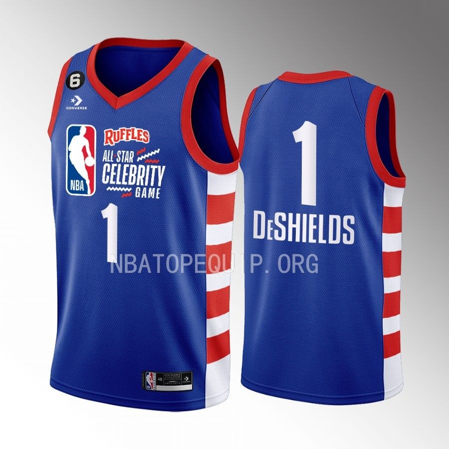 2023 All-Star Celebrity Game Team Ryan Diamond DeShields WNBA player Blue Jersey #1