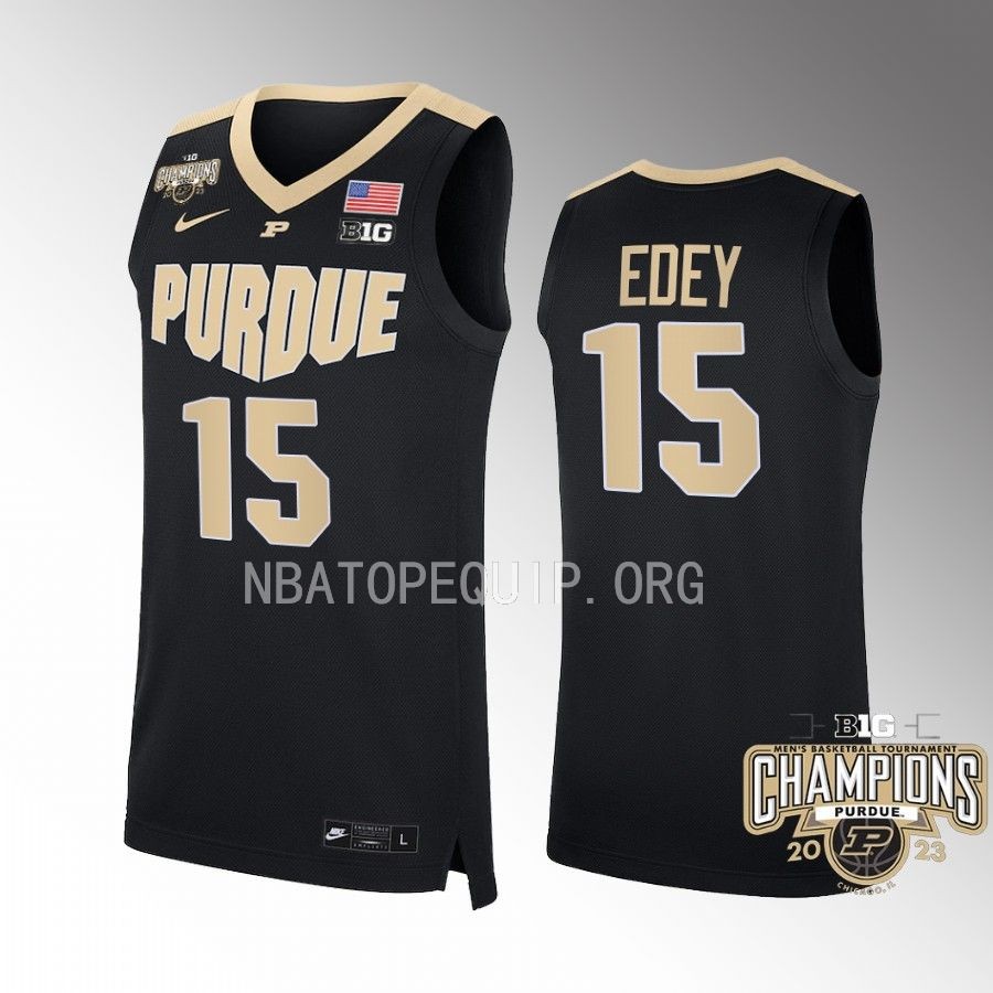 2023 Big 10 Mens  Champs Zach Edey Purdue Boilermakers White #15 Jersey MVP