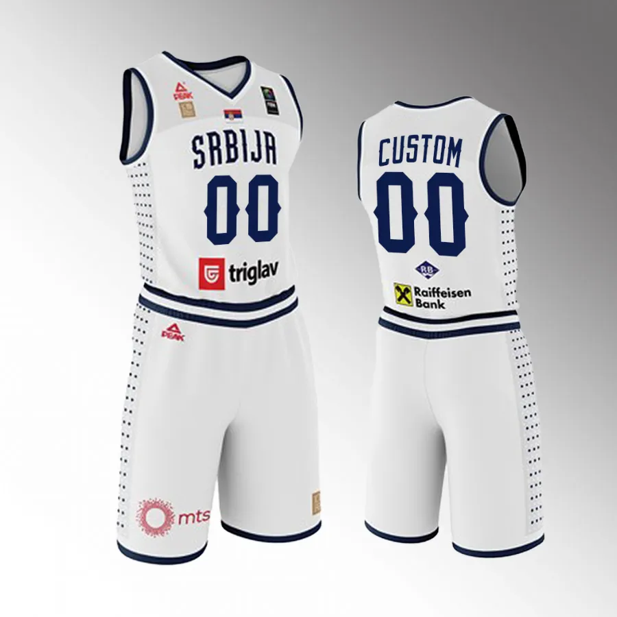 2023 FIBA  World Cup Serbia #00 Custom Men Jersey White Shorts Set