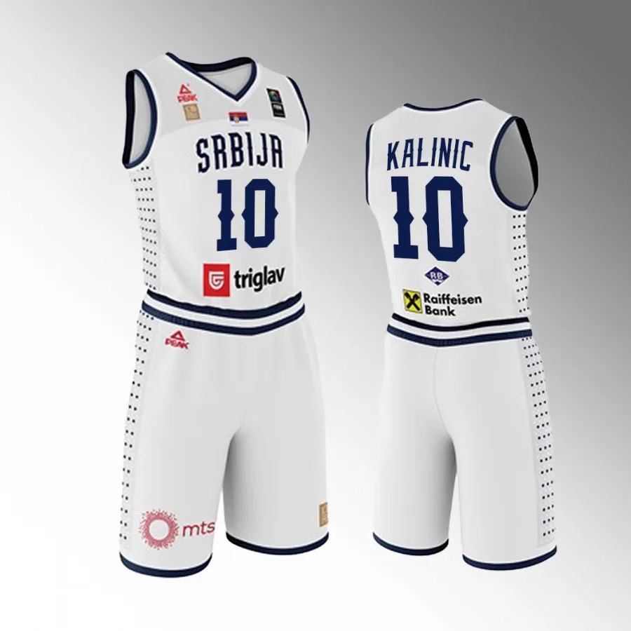 2023 FIBA  World Cup Serbia #10 Nikola Kalinic Men Jersey White Shorts Set