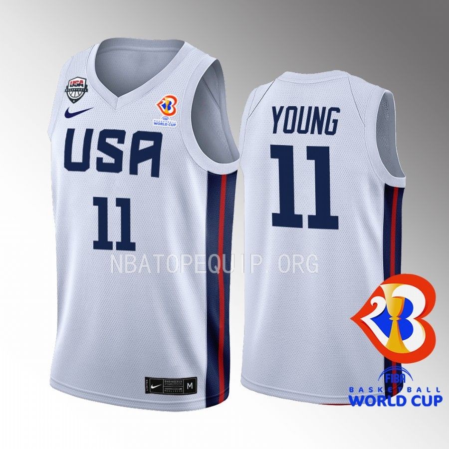 2023 FIBA  World Cup USA #11 Trae Young Men Jersey White Home