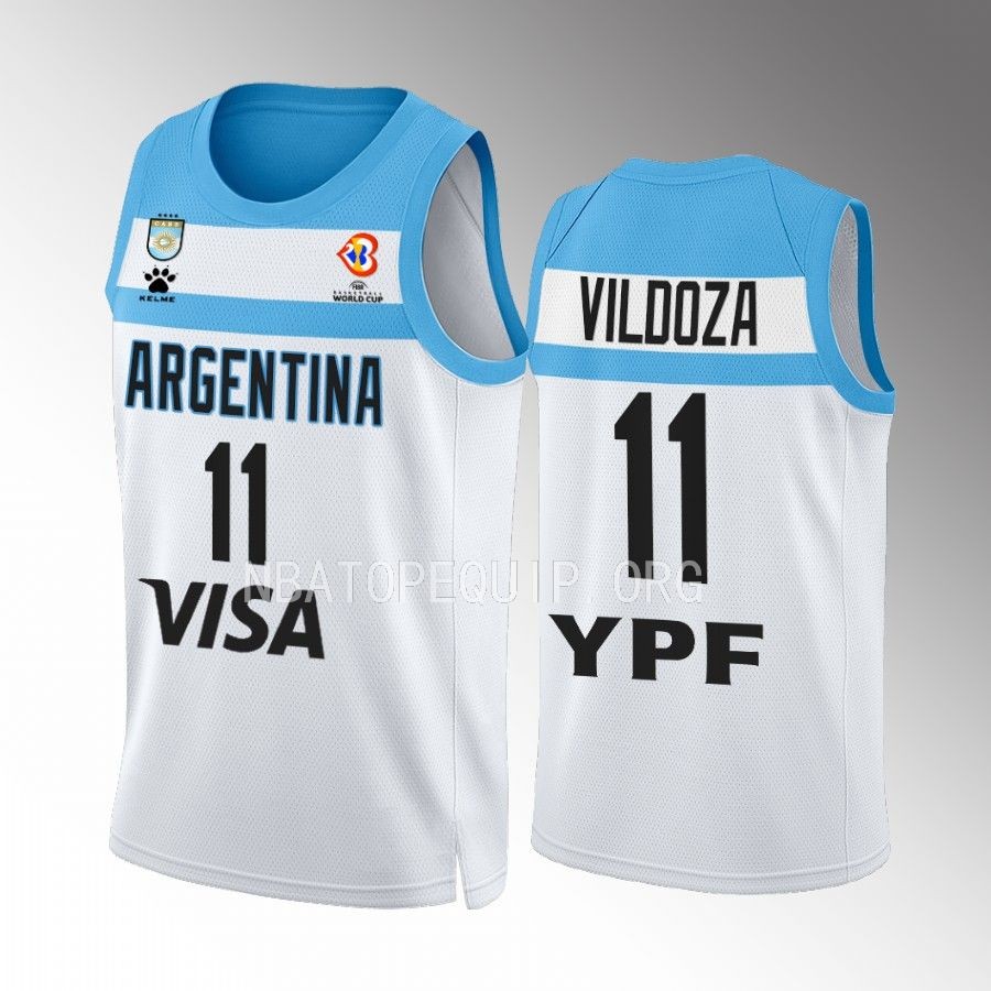 2023 FIBA World Cup Argentina  #11 Jose Vildoza Men Jersey White Home