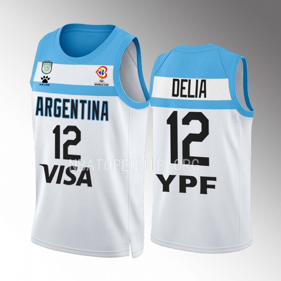 2023 FIBA World Cup Argentina  #12 Marcos Delia Men Jersey White Home