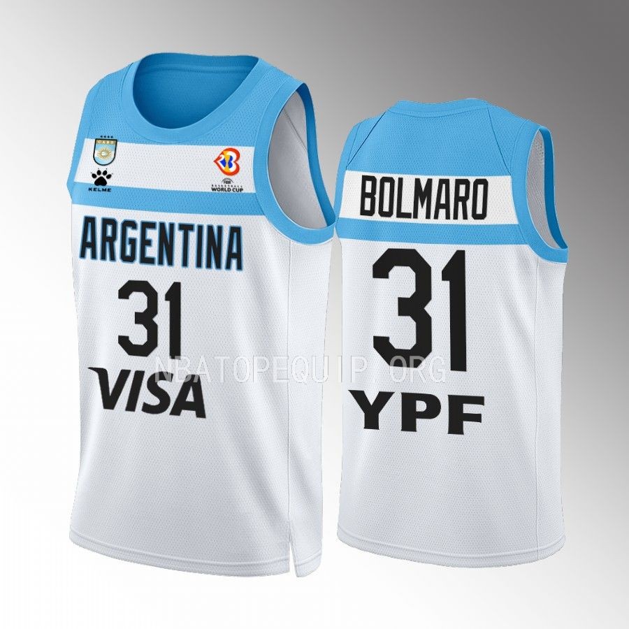 2023 FIBA World Cup Argentina  #31 Leandro Bolmaro Men Jersey White Home