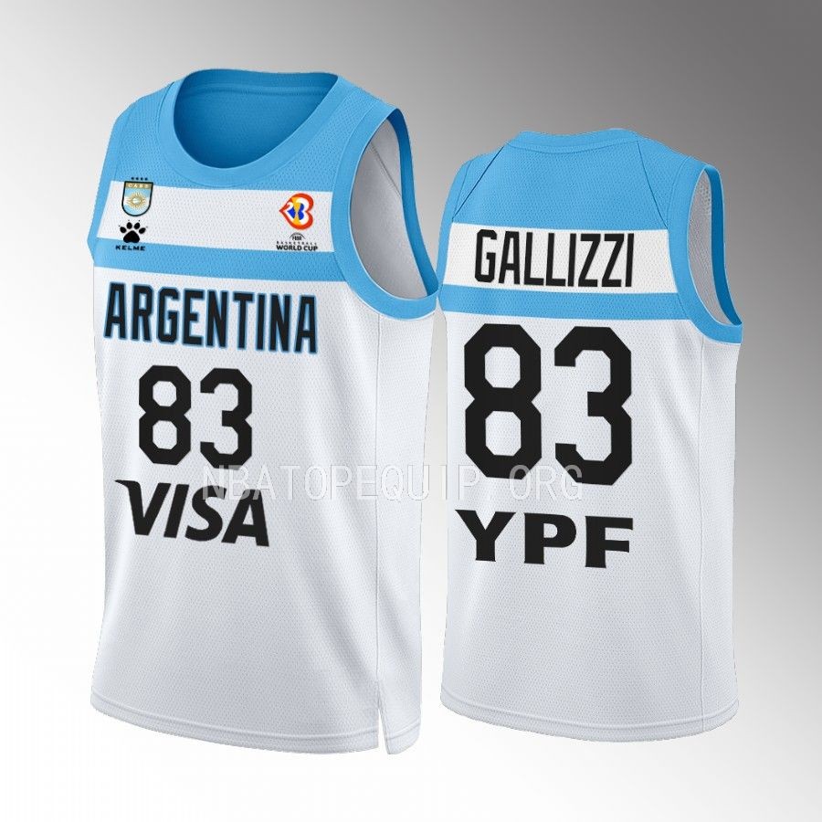 2023 FIBA World Cup Argentina  #83 Tayavek Gallizzi Men Jersey White Home