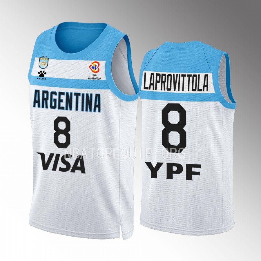 2023 FIBA World Cup Argentina  #8 Nicolas Laprovittola Men Jersey White Home