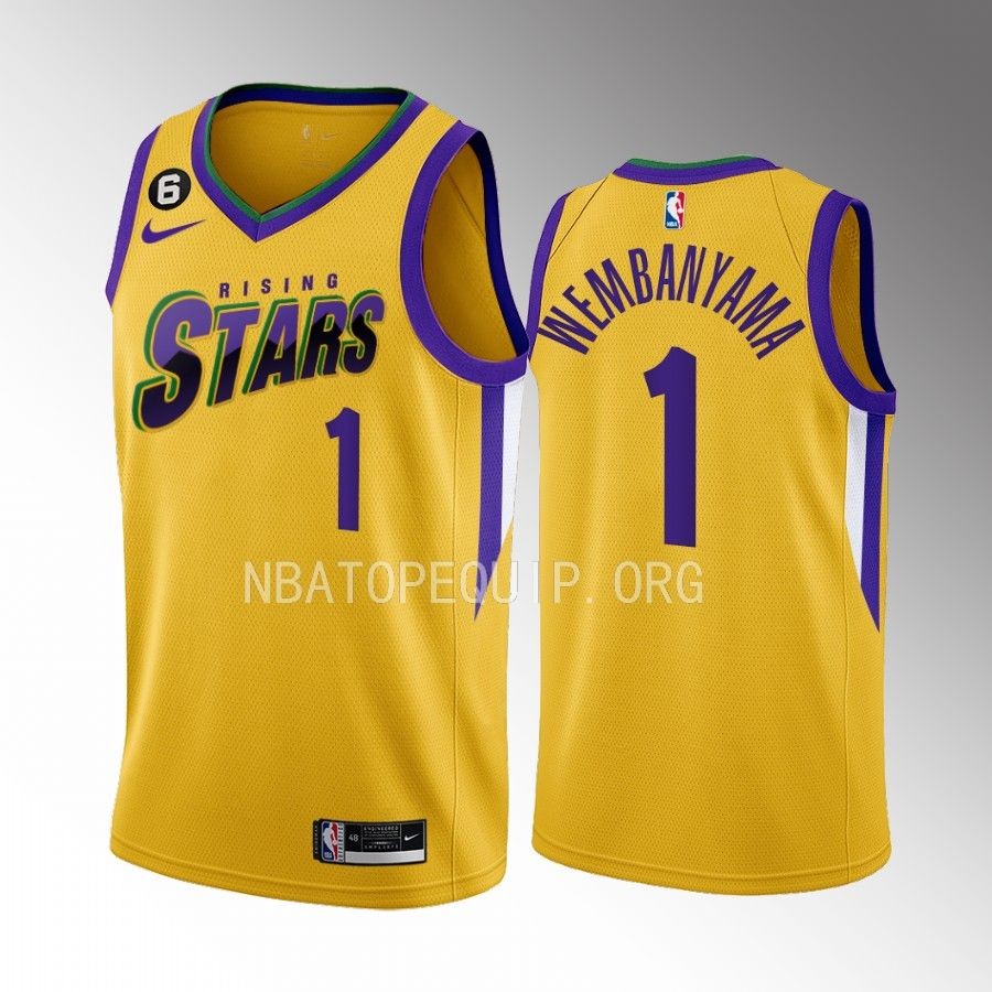 2023 NBA Rising Stars Victor Wembanyama Yellow Men's Uniform Metropolitans 92 #1 Jersey