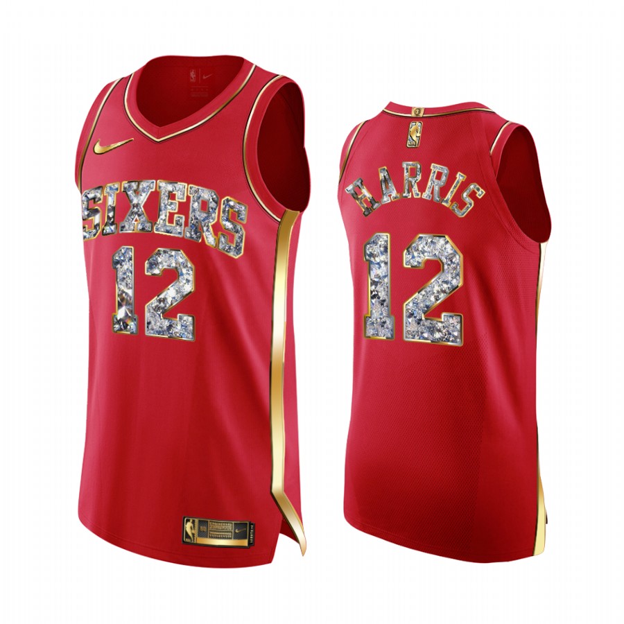 76ers #12 Tobias Harris Red Jersey Diamond Edition 2022 NBA Playoffs