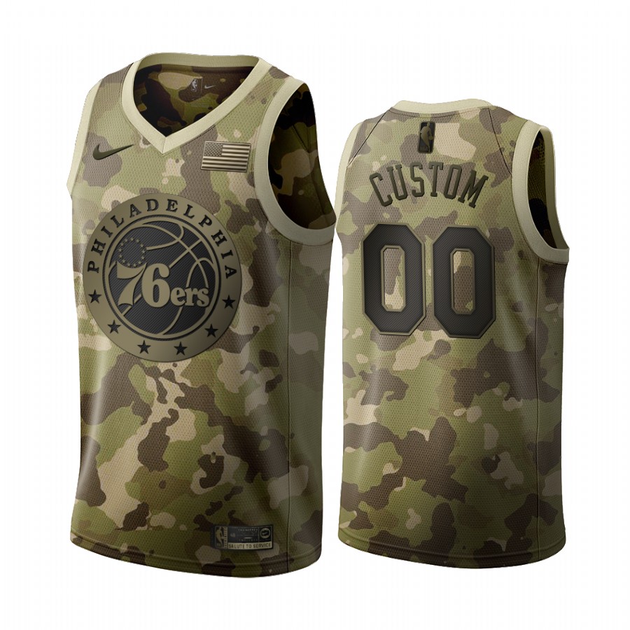 76ers Custom #00 2019 Salute to service Desert Camo Jersey