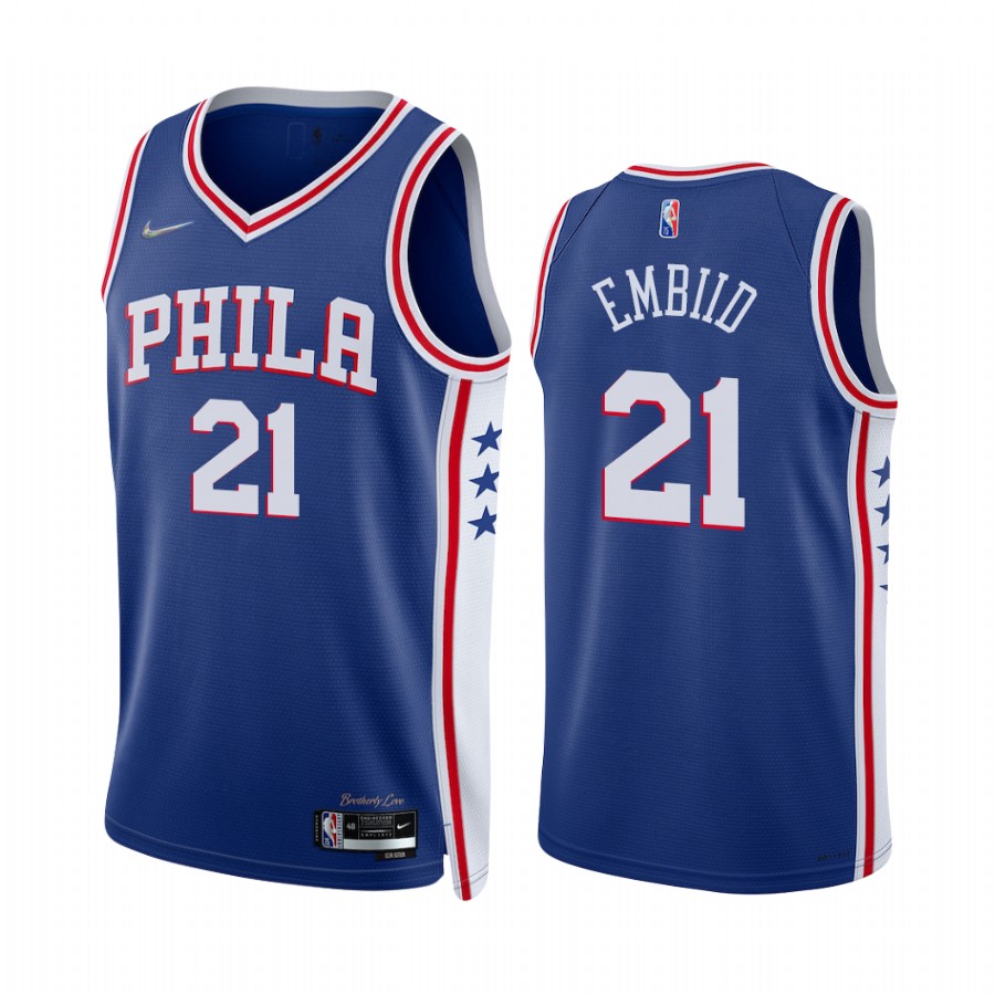 76ers Joel Embiid 75th Diamond Anniversary Royal 2021-22 Jersey Icon Edition