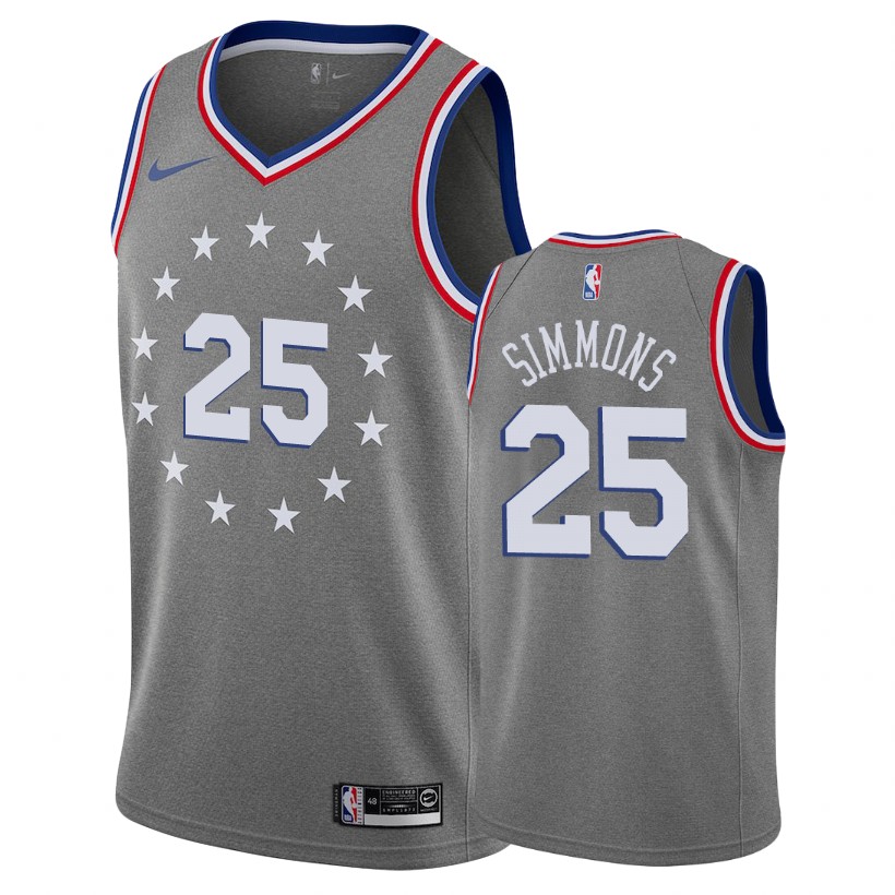76ers Male Ben Simmons #25 2018-19 City Edition Gray Jersey