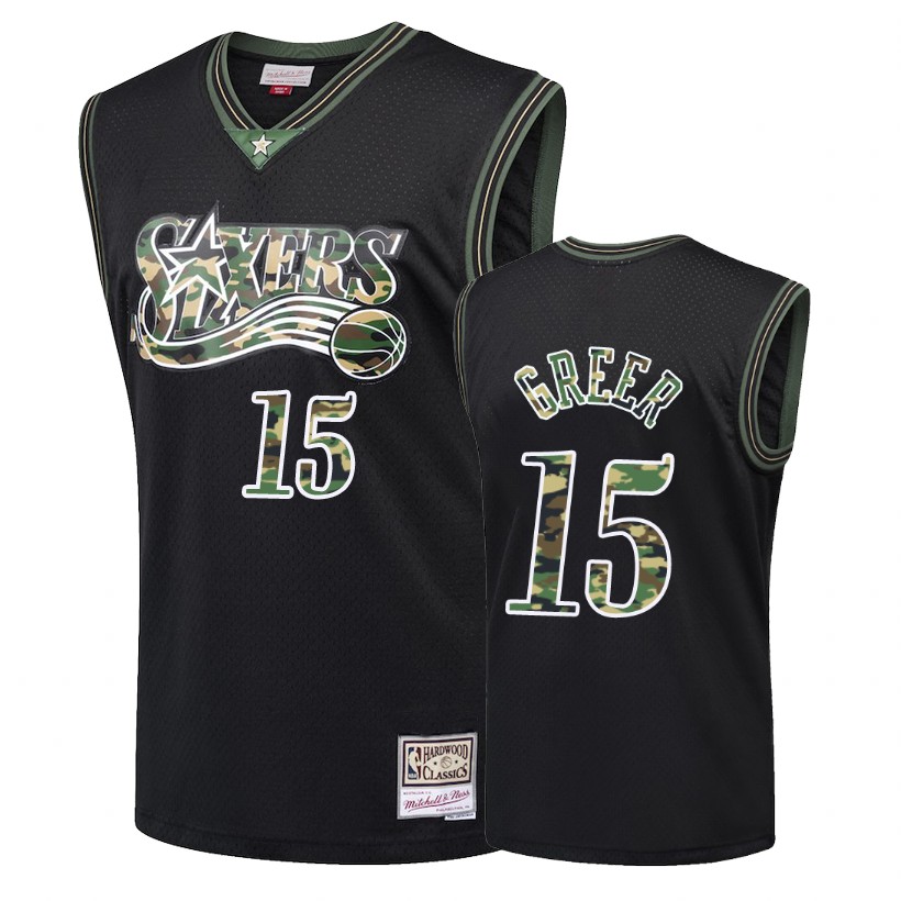 76ers Male Hal Greer #15 Straight Fire Camo Black Jersey