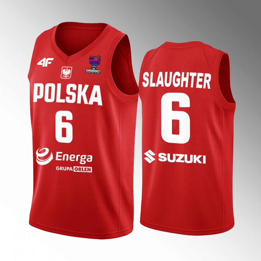 A.J. Slaughter Poland FIBA EuroBasket 2022 Red Jersey Away #6
