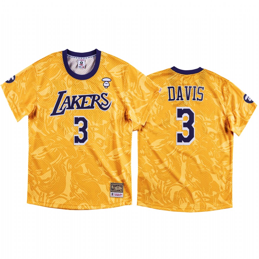 AAPE x M&N collection Anthony Davis #3 Lakers Gold Jersey