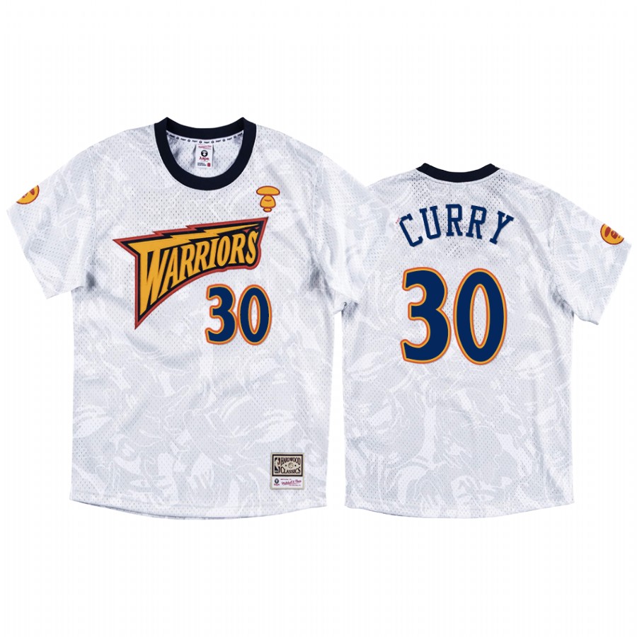 AAPE x M&N collection Stephen Curry #30 Warriors White Jersey