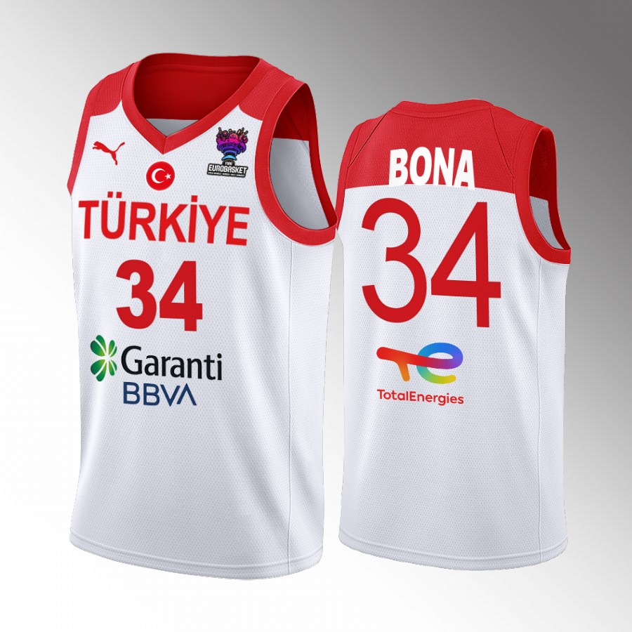 Adem Bona Turkey FIBA EuroBasket 2022 White Jersey Home #34