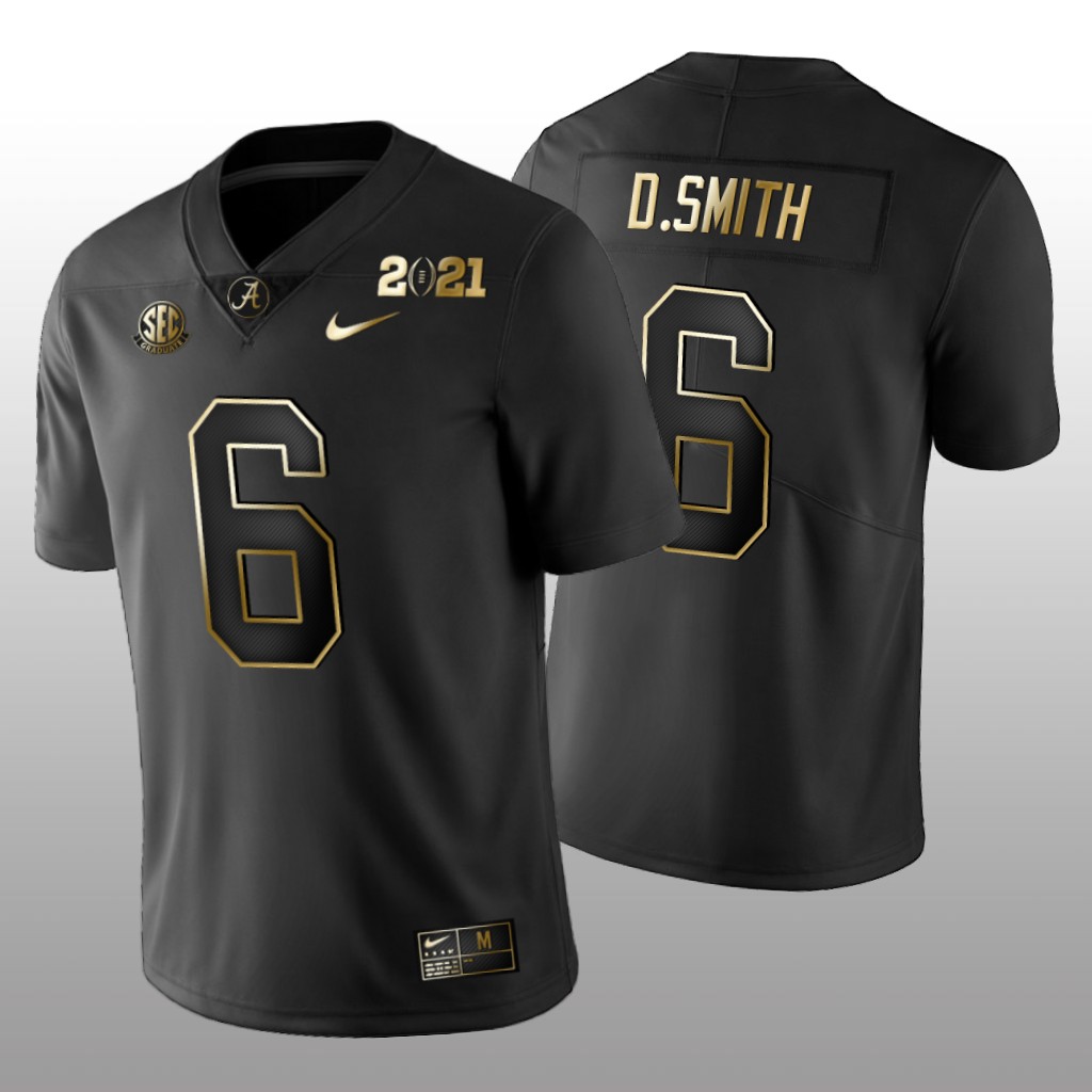 Alabama Crimson Tide Black 2021 National Champions Golden Playoff DeVonta Smith Jersey