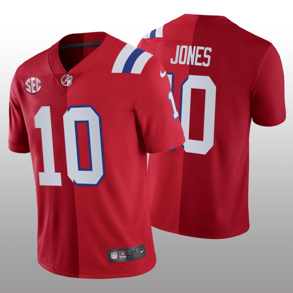 Alabama Crimson Tide X Patriots Mac Jones Red Two-Tone Split Edition - Men