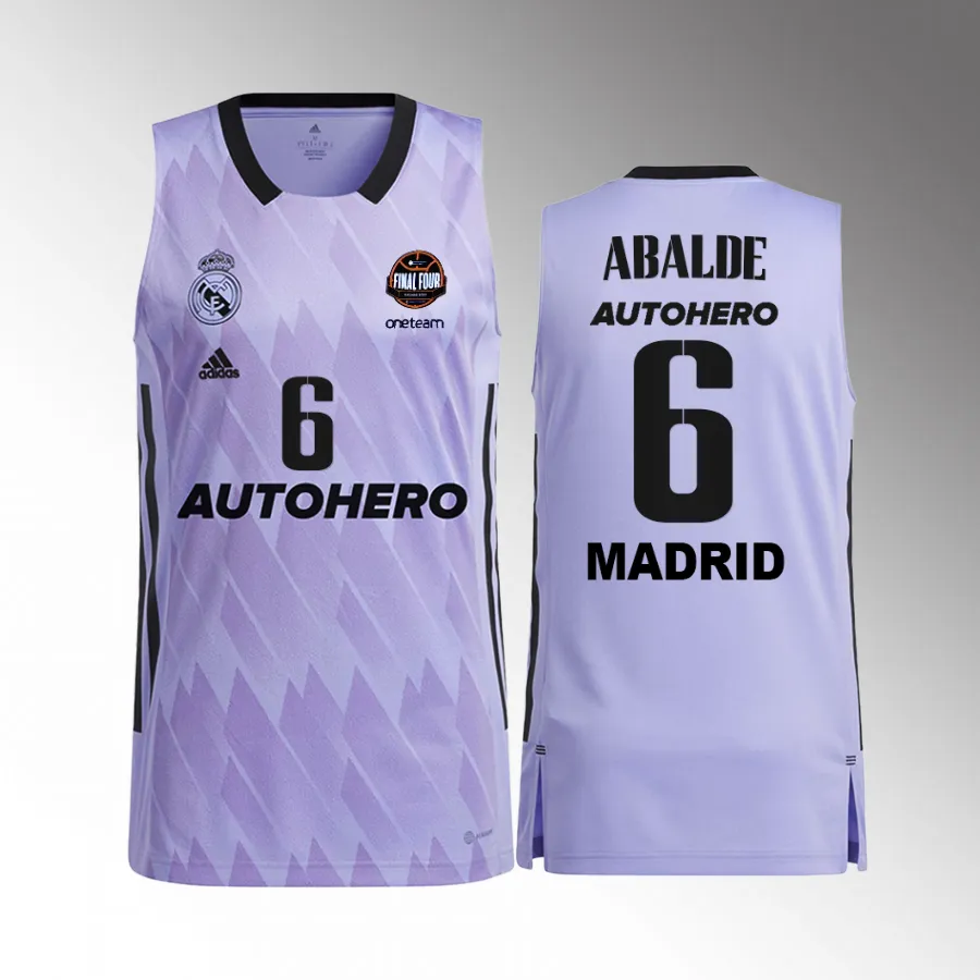 Alberto Abalde 11th Euroleague Champions Real Madrid  #6 Purple Jersey Away Shirt