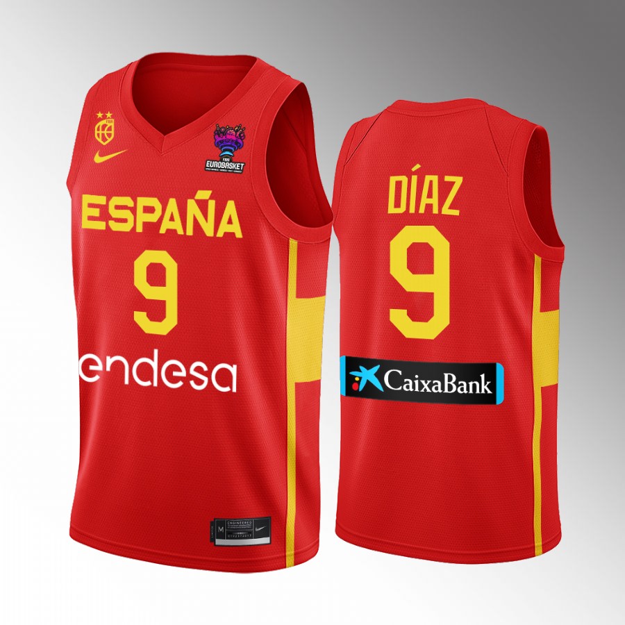 Alberto Diaz Spain 2022 FIBA EuroBasket Final Red Jersey Away #9