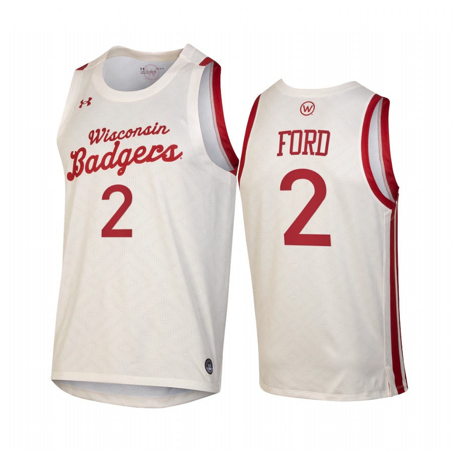 Aleem Ford Wisconsin Badgers White Jersey 2021 Throwback College