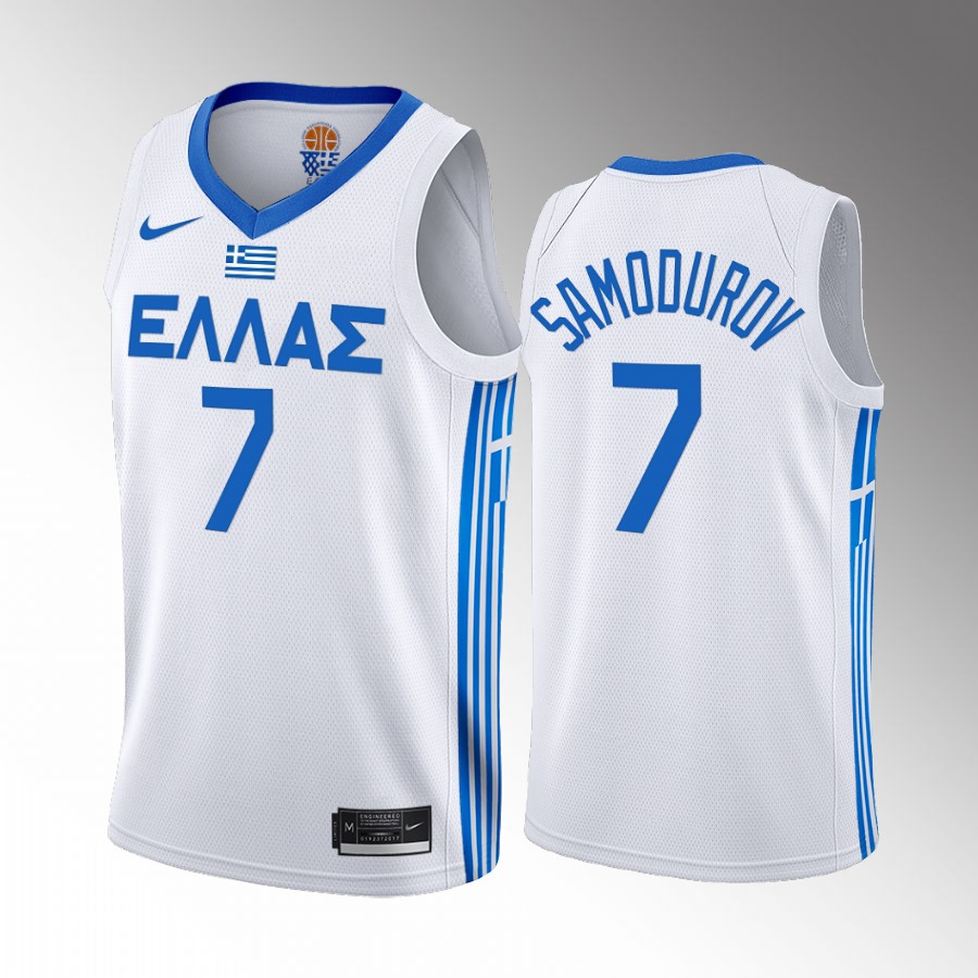 Alex Samodurov Greece FIBA U18 European Championship White Jersey #7