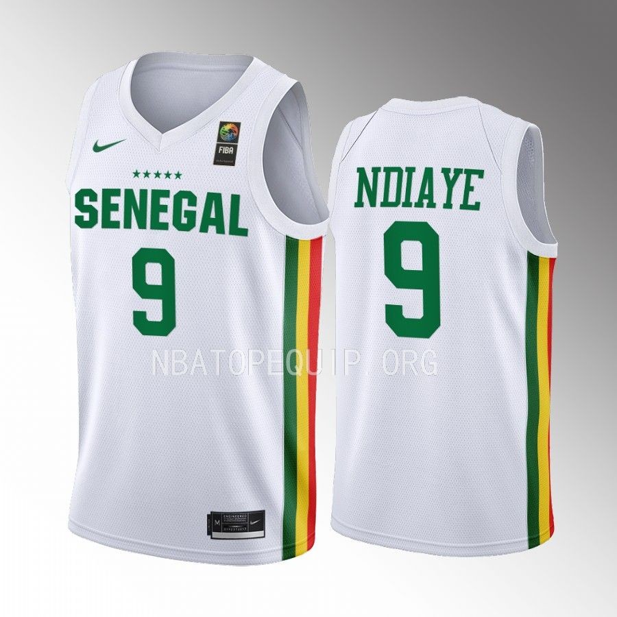 Alga Ndiaye Senegal FIBA  World Cup White Jersey Home #9