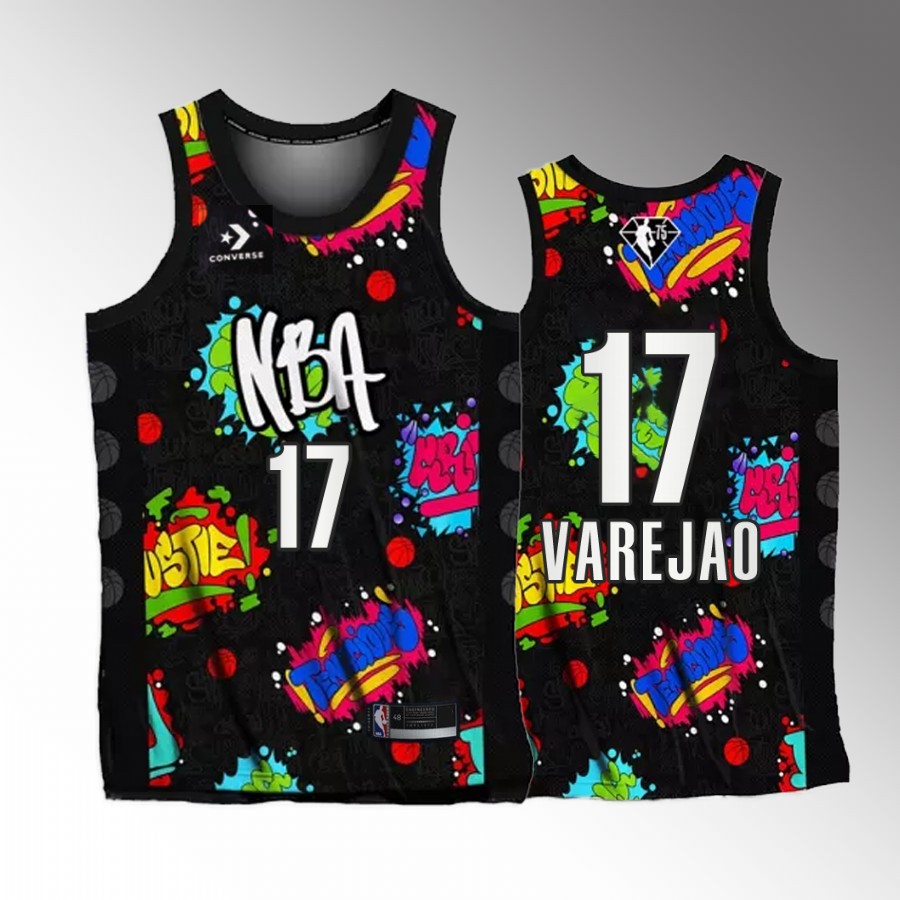 All-Star 2022 NBA Celebrity Game Anderson Varejao Team Walton #17 Black Jersey former NBA player